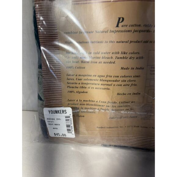 Natural Impressions La Jacquard Tablecloth 60x84 Oval Navy And Green Great North - Picture 6 of 10